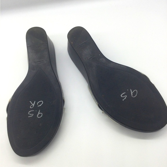 Talbots 9.5 Silver comfy sandal slides twist metallic resort wedge - Picture 7 of 9